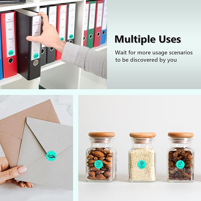 0.75 Inch Dot Stickers, 1000PCS 3/4" Round Thermal Printable Labels for Instant Organization, Color Coding Files, Tab Pages, Calendar Marking & Junk Journals,Watercolor Green