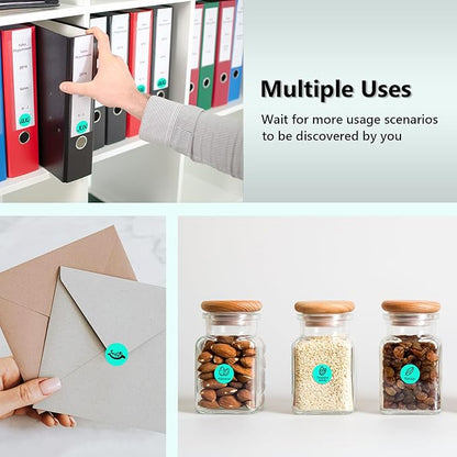 0.75 Inch Dot Stickers, 1000PCS 3/4" Round Thermal Printable Labels for Instant Organization, Color Coding Files, Tab Pages, Calendar Marking & Junk Journals,Watercolor Green