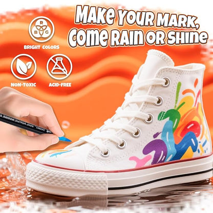 30 Colors Acrylic Paint Markers, Dual Tip Acrylic Paint Pens with Fine Tip and Brush Tip for Rock Painting, Ceramic, Wood, Plastic, Calligraphy, Scrapbooking, Brush Lettering, Card Making, DIY Crafts