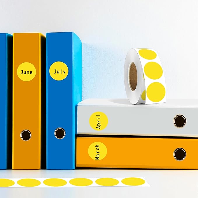 PARLAIM 1 Inch Round Color-Code Dot Stickers,10000per/10 Rolls dots Label Dispenser Box, Yellow Circle Stickers Label for Office Home (Yellow)