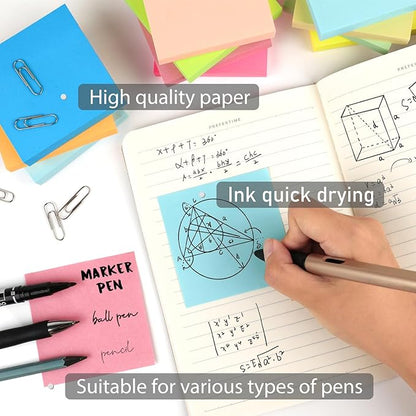 NESCCI Sticky Notes,10 Pads,3x3 Inches, Colorful Self-Stick Notes Pads, Office Supplies,Perfect for Office, Study, and Daily Life Organization,100 Sheets/pad