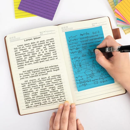 NESCCI 12 Pads Lined Sticky Notes 4x6 Sticky Notes with Lines Self-Stick Note Pads 12 Bright Multi Colors Big Rectangular Sticky Note for Office,Home,School, Meeting, 33 Sheet/Pad