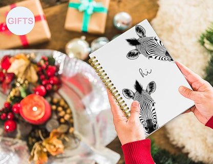 Zebra Gifts Notebook Journal,Cute Animal Notebook Journal for School Women Teen Girls Kids,Gifts for Zebra Lovers,Hardcover Spiral Notebooks for Work Notes Journaling,5.5x8.3 Inch