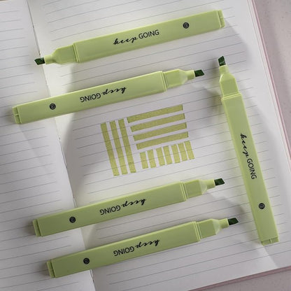 DIVERSEBEE Bible Highlighters with Soft Chisel Tip, 5 Pack Single Color Pens No Bleed, Quick Dry, Cute Aesthetic Markers for Bible Study Journaling Supplies (Green)