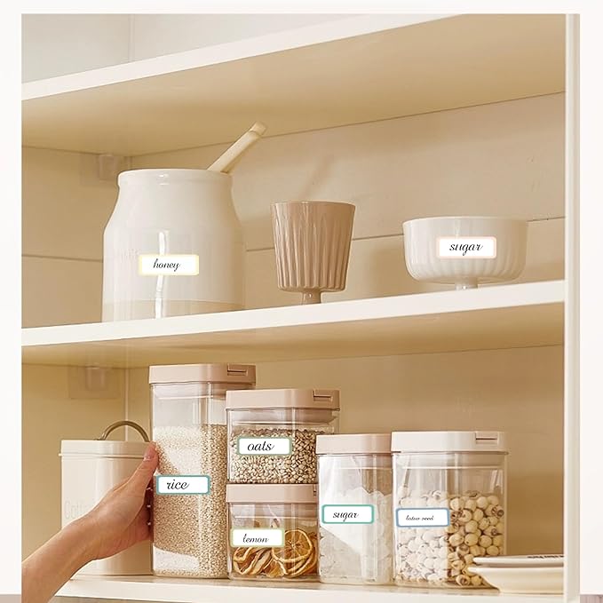 STARLIBOO Removable Labels, Removable Colored Labels Stickers, Self-Adhesive Rectangular Stickers Water/Oil/Tear Resistant for Food Containers/Classroom/Storage (8 Colors, 240 Labels)