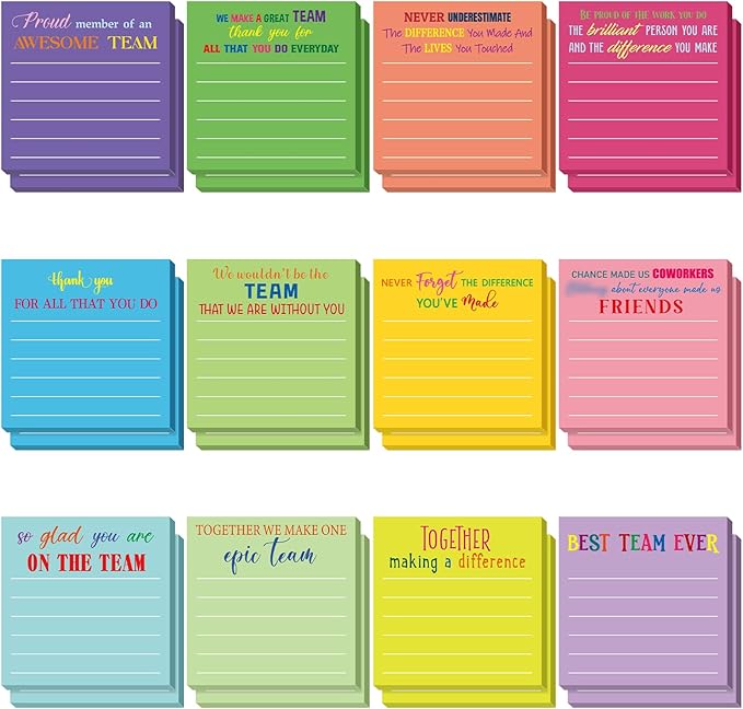 Yinder 24 Pcs Inspirational Sticky Notes Christmas Stocking Stuffers Motivational Sticky Notes Pad Employee Appreciation Gift Bulk for Teacher Nurse Coworker Office 3 x 3'' (Thank You,Dark)