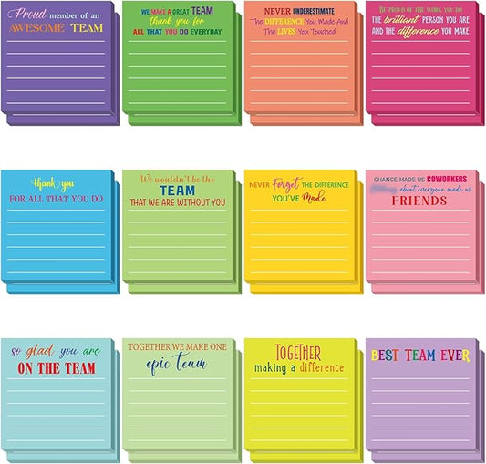Yinder 24 Pcs Inspirational Sticky Notes Christmas Stocking Stuffers Motivational Sticky Notes Pad Employee Appreciation Gift Bulk for Teacher Nurse Coworker Office 3 x 3'' (Thank You,Dark)