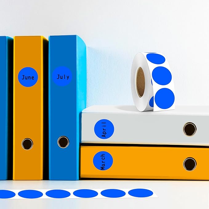 PARLAIM 4 Rolls 4000PCS 1 inch Round Color Coding Circle Dot Labels, Blue Color- Coding Label Sticker for Home Office Classroom (Blue)