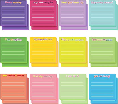 Yinder 24 Pcs Inspirational Sticky Notes Christmas Stocking Stuffers Motivational Sticky Notes Pad Employee Appreciation Gift Bulk for Teacher Nurse Coworker Office 3 x 3'' (Inspirational,Dark Color)