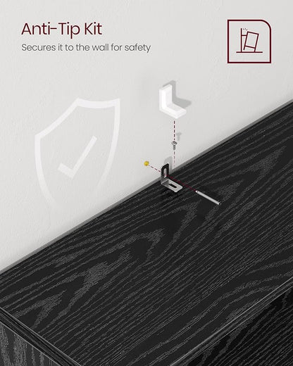 VASAGLE Custos Collection - Bookshelf, 4-Tier Bookcase, Book Shelf, Open Storage Shelf, 9.4 x 23.6 x 42.4 Inches, for Living Room, Home Office, Dinning Room, Ebony Black ULBC164T56