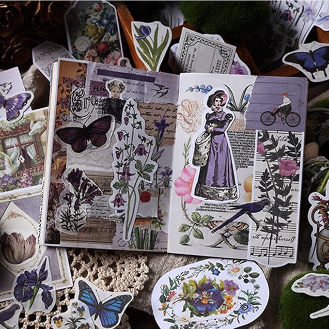 200PCS Vintage Scrapbooking Supplies Kit for Journaling, Scrapbook Sticker Paper Pack for for Bullet Journals Junk Journal Planners Aesthetic Cottagecore Room Decor Wall Art Collage Album