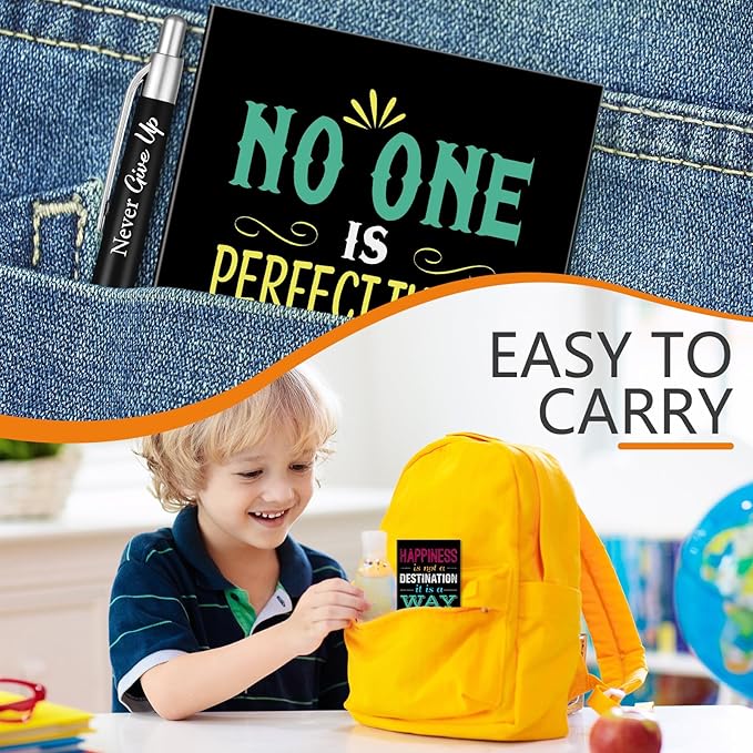 Yeaqee 72 Pcs Motivational Pens Notepads Gifts Set Inspirational Quote Ballpoint Pen Small Notebook Mini Journal Bulk Present Idea for Teacher Coworker Gifts Women Office School(Inspirational)