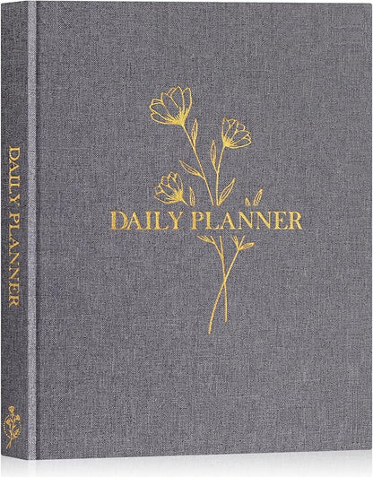 Lanpn Undated Daily Planner Hourly Schedule Notebook, 196 Pages 2 Page per Day To Do List Notebook Notepad Appointment Work Planner, Hardcover Daily Journal Organizer Book For Women 7.7" x 9.3" Grey