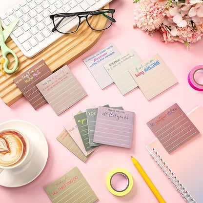Yinder 24 Pcs Employee Appreciation Sticky Notes Xmas Gift Bulk Motivation Note Pads Mini Inspirational Note Gift for Teacher Nurse Staff Coworker Office Supply 3 x 3'' (Appreciation,Boho Color)