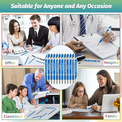 60 Piece Inspirational Pens Kit with Stylus Tip & Sayings – 30 Motivational Pen + 30 Individual Bags – Uplifting Quote & Positive Ideas – For Teachers, Office, School, Meetings, Team Events(Blue)