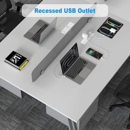 65W USB C Recessed Power Strip, Flush Mount Desktop Recessed Outlet with 4AC & 2 PD GaN USB C & 2 USB-A Ports, 10ft Furniture Hidden Drawer Fast Charging Station for Home Office