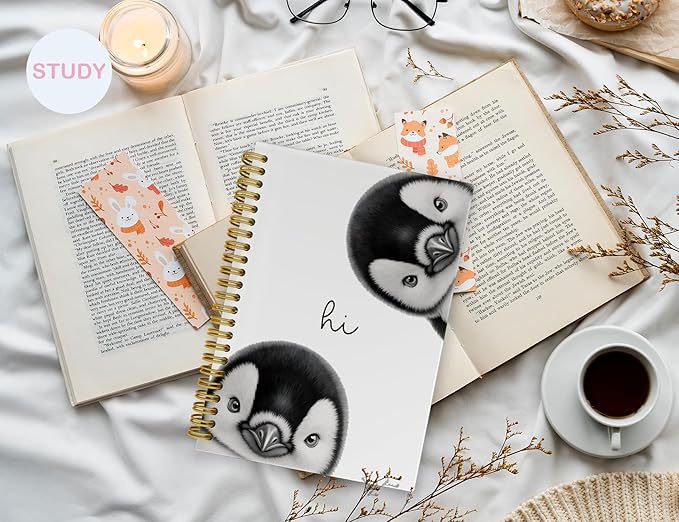Penguin Notebook Journal,Cute Animal Notebook Journal for School Women Teen Girls Kids,Gifts for Penguin Lovers,Hardcover Spiral Notebooks for Work Notes Journaling,5.5x8.3 Inch