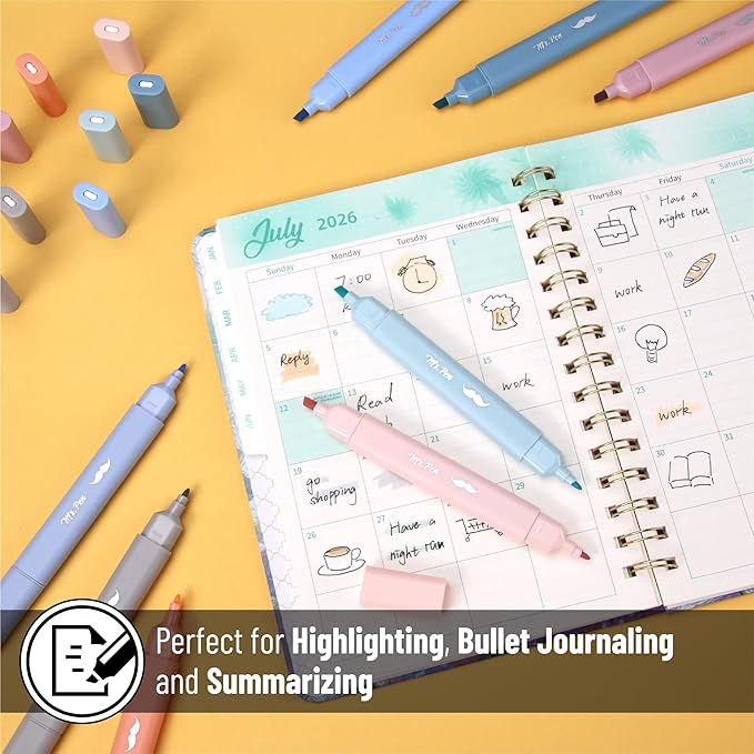 Mr. Pen- Aesthetic Bible Highlighters No Bleed Through Assorted Color, 8pcs, Ocean Mist, Cute Highlighter Dual Tip for Journaling Supplies and School Accessories, Bible Highlighters and Pens No Bleed