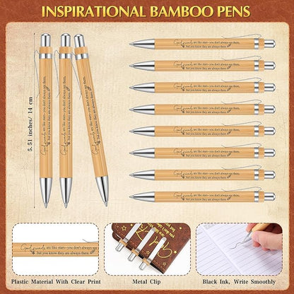 24 Pcs Friendsgiving Gift Bulk for Good Friends A6 Leather Journal Notebook Notepads with Bamboo Pens Friendship Appreciation Gift for Thanksgiving Birthday Women Sister Group (Brown)