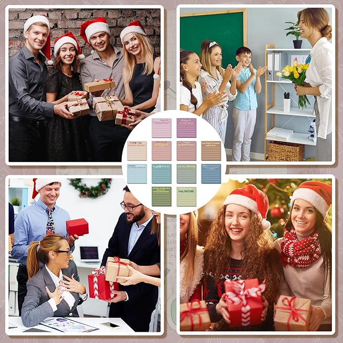 Yinder 48 Pcs Employee Appreciation Sticky Notes Xmas Gift Bulk Motivation Note Pads Mini Inspirational Note Gift for Teacher Nurse Staff Coworker Office Supply 3 x 3'' (Appreciation, Morandi)