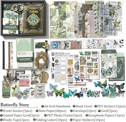 Scrapbooking Supplies Kit: Vintage Aesthetic Scrapbook Kit, Junk Journal Supplies with Scrapbook Stickers Paper, Journaling Supplies, Birthday Craft Gift for Adult Teen Girls Kid, Forest Tales