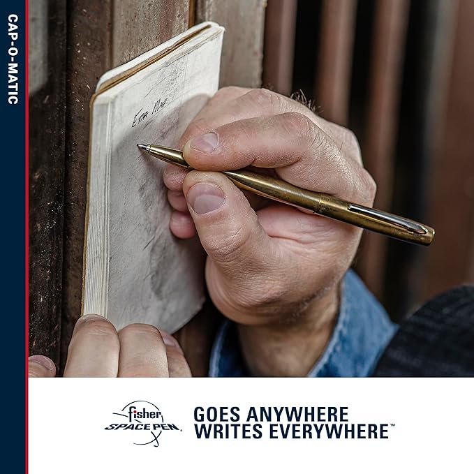 FISHER Space Pen Brass Alloy Cap-O-Matic Pen, Ballpoint, Polished Brass, Black Ink