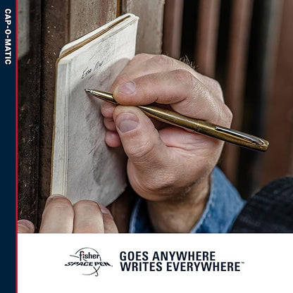 FISHER Space Pen Brass Alloy Cap-O-Matic Pen, Ballpoint, Polished Brass, Black Ink