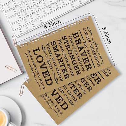 2 Pcs A5 Spiral Notebook,Inspirational Journal,Motivational Journal for Women Men,100 Pages Lined Spiral Journal Notebook College Ruled Daily Diary for School,Travel,Business,Work (Always-Brown)