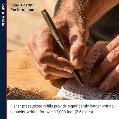 Fisher Space Pen Cap-O-Matic Pen, Ballpoint, Flat Dark Earth, Cerakote Finish, Pocket Clip, Black Ink