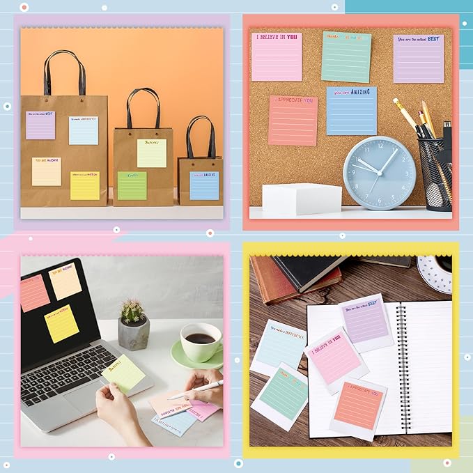 Yinder 12 Pcs Employee Appreciation Sticky Notes Xmas Gift Bulk Motivation Note Pad Mini Inspirational Note Gift for Teacher Nurse Staff Coworker Office Supply 3 x 3'' (Appreciation,Light)