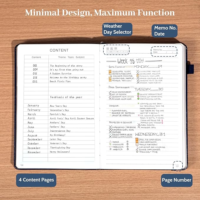CAGIE Leather Lined Journal Notebook for Men & Women, Debossed Cross, 320 Pages 100 GSM Thick Paper, A5 Hardcover Journaling Notebooks for Writing, 5.7'' X 8.3'' Diary, Navy