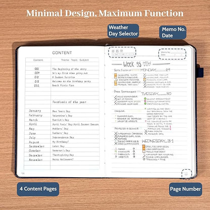 CAGIE Leather Lined Journal Notebook for Men & Women, Debossed Cross, 320 Pages 100 GSM Thick Paper, A5 Hardcover Journaling Notebooks for Writing, 5.7'' X 8.3'' Diary, Navy