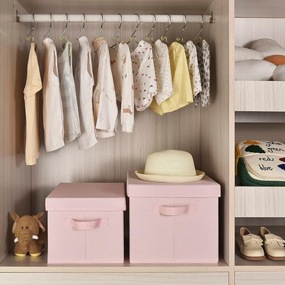 GRANNY SAYS Fabric Boxes with Lids, Closet Organizers and Storage Baskets, Jumbo Storage Boxes for Towels Clothes, Decorative Storage Containers for Organizing, White/Black, 3-Pack