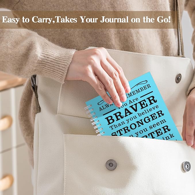 4Pcs A5 Spiral Notebook,Inspirational Journal,Motivational Journal for Women Men,Spiral Journal Notebook College Ruled Daily Diary for School,Travel,Business,Work (4Pcs Always-Light Blue)