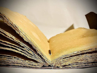 cuero 3 Moon Blue Lapiz Embossed Vintage Leather Journal for Men & Women - 176 Pages, Antique Handmade Deckle Edge Vintage Paper, Leather Journal Writing Notebook Dairy Gift(10 inch by 13 inch, Black)