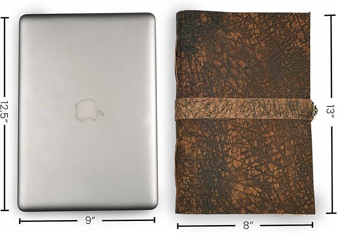 LEATHER VILLAGE Handmade Vintage Journal for Men & Women - Lock Closure - Watercolor Deckle Edge Cotton Paper for Drawing, Writing & Sketching- 200 Pages- Distressed Brown- 13x8 (A4) inches