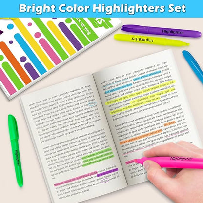 V-Opitos 30 Pack Highlighters in 6 Assorted Colors, No Bleed, Bright With Soft Chisel Tips, Ideal for Office and School Supplies