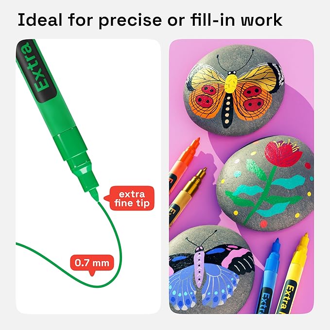 ARTISTRO 60 Acrylic Paint Pens, Art Set Acrylic Paint Markers, Fabric Markers for Textile, Canvas, Rock, Glass, Wood, Paper, Pumpkin, DIY, Paint Markers for Kids and Adults