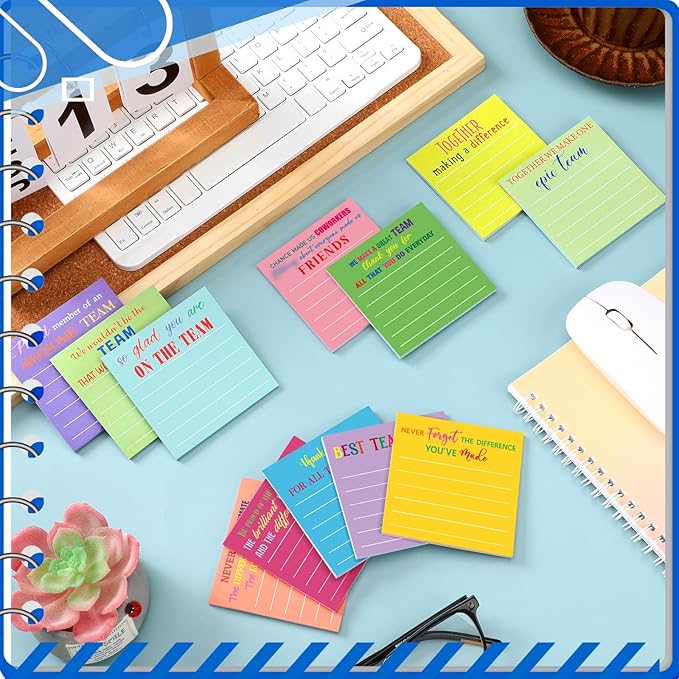 Yinder 24 Pcs Inspirational Sticky Notes Christmas Stocking Stuffers Motivational Sticky Notes Pad Employee Appreciation Gift Bulk for Teacher Nurse Coworker Office 3 x 3'' (Thank You,Dark)