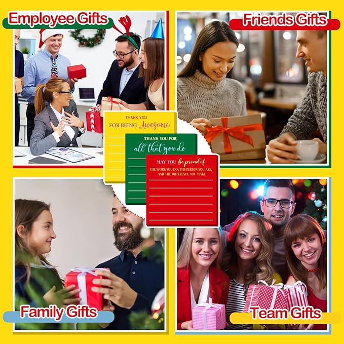 Yinder 24 Pcs Employee Appreciation Sticky Notes Xmas Gift Bulk Motivation Note Pads Mini Inspirational Note Gift for Teacher Nurse Staff Coworker Office Supply 3 x 3'' (Appreciation,Xmas)