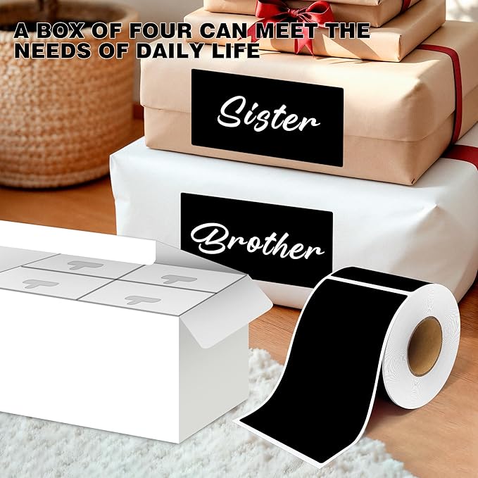 3x5 Inch Home Moving Labels 4 Rolls 1000 Stickers, Large Packing Box Labels Rectangular Colored Inventory Stickers for Moving Supplies Color Coded (Black)