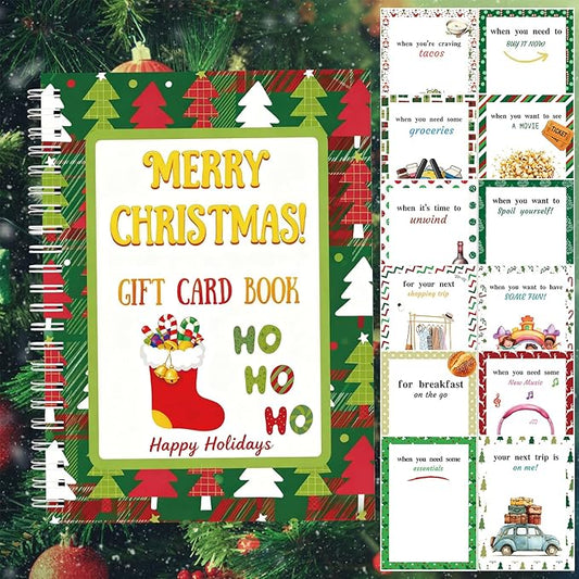 Christmas Gift Card Book - Surprises on Every Page, DIY Spiral-Bound Merry Christmas College Survival Kit, Greeting Card Book for Students & Graduation Gifts (S6)