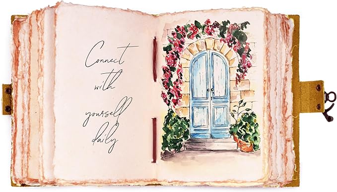 LEATHER VILLAGE Leather Bound Vintage Journal for Women & Men - Book of Shadows - Lock Closure - 200 Pages of Antique Deckle Edges Handmade Paper - Green Color - 7 x 5 inches