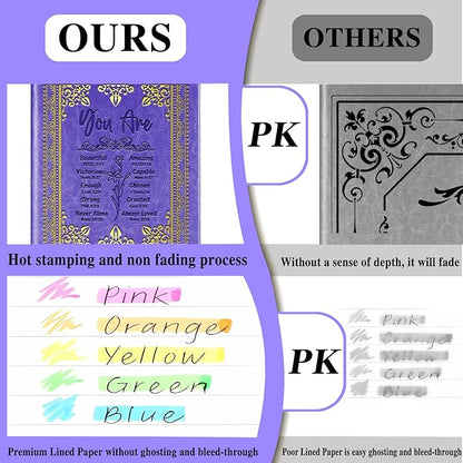 Purple A5 Lined Leather Journal Notebook,Inspirational Christian Gifts Hardcover Executive Notebooks for Men Women,200 Pages 100 Gsm Thick Ruled Paper Daily Diary for School,Family ,Friends,Work (You Beautiful Purple)