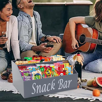 Snack Organizer for Countertop, 4 Compartments Acrylic Snack Organizer, Snack Container Holder for Kitchen Pantry Organizer and Storage-Grey