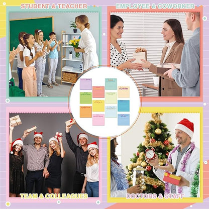 Yinder 48 Pcs Employee Appreciation Sticky Notes Xmas Gift Bulk Motivation Note Pads Mini Inspirational Note Gift for Teacher Nurse Staff Coworker Office Supply 3 x 3'' (Appreciation,Light Color)