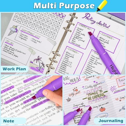 Duchong Highlighters, 30 Packs Purple Highlighter Bright Colors Bulk, Chisel Tip Dry-Quickly No Bleed Highlighter Markers for Adults Kids, Office Classroom Must Have, School Supplies for Teachers