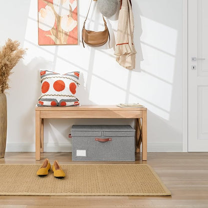 GRANNY SAYS Large Storage Bins with Lids, Decorative Storage Boxes, Collapsible Fabric Storage Bins with Double-Open Lid and Divider, 63L Linen Sorage for Closet, Dark Gray