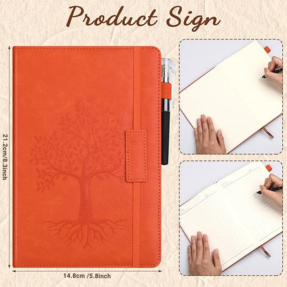 Estune 10 Pack Lined Journal Notebook A5 Tree of Life Hardcover Leather Journal with 10 Pen, College Ruled Notebook for Travel, Business, Work, Office, School Note Taking Diary(Multi Color)