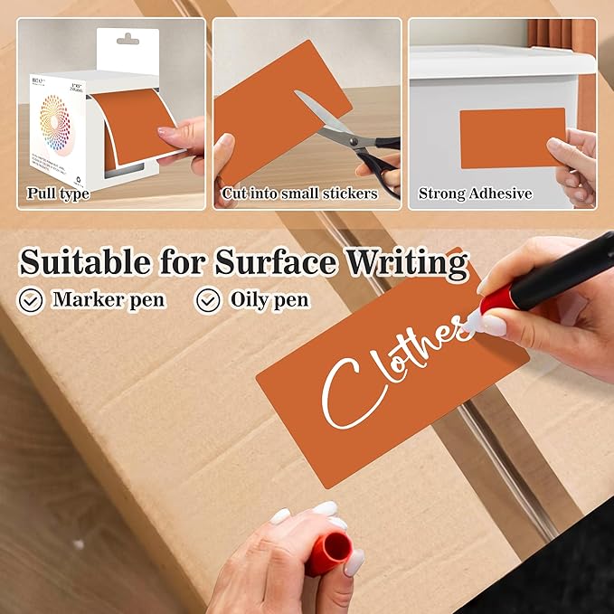 Rectangular Color Coding Packing Labels 3X5 Inch 250 Per Roll, Tan Moving Stickers for Boxes Color Coded, Packing Labels Stickers for Inventory Warehouse